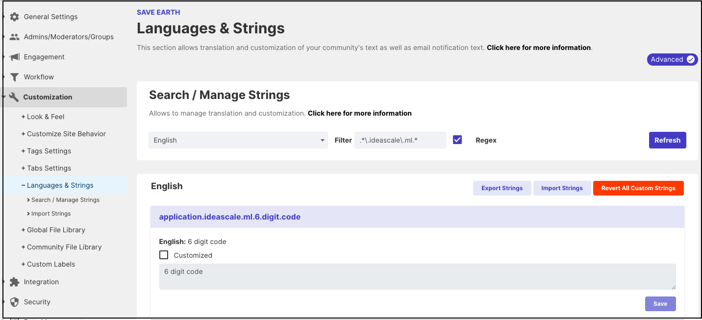 Customizing Language and Strings